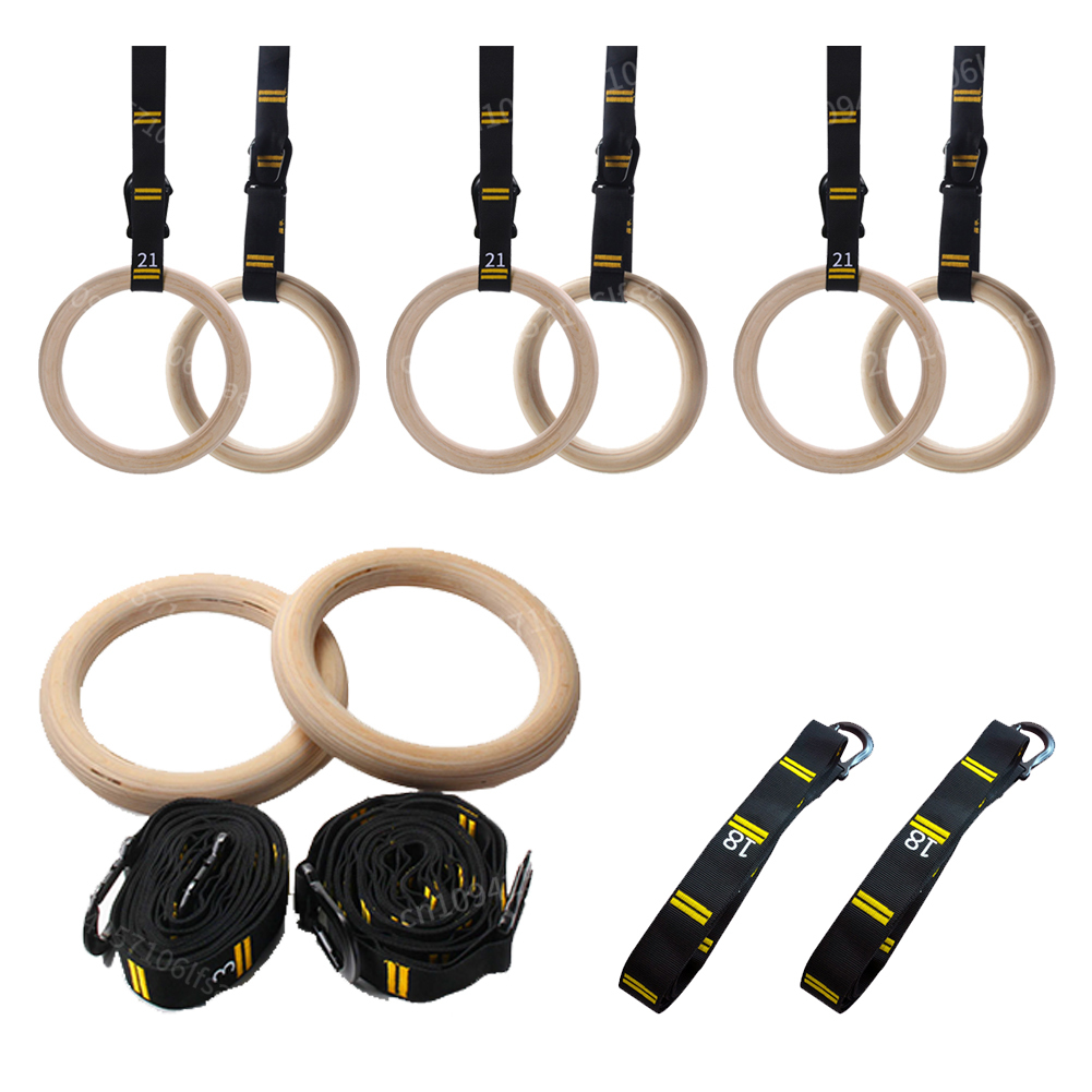 Gymnastic Ring Wood - Wood Gymnastics Rings with Adjustable Straps