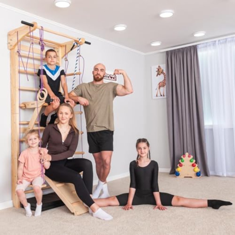 Swedish Ladder Wall Bars with  - Gymnastic Ring Wood avis et prix